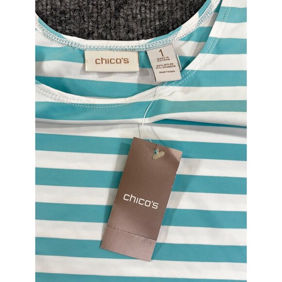 Chico's Tank Top Women 1 Teal and white stripes NWT - Picture 4 of 6